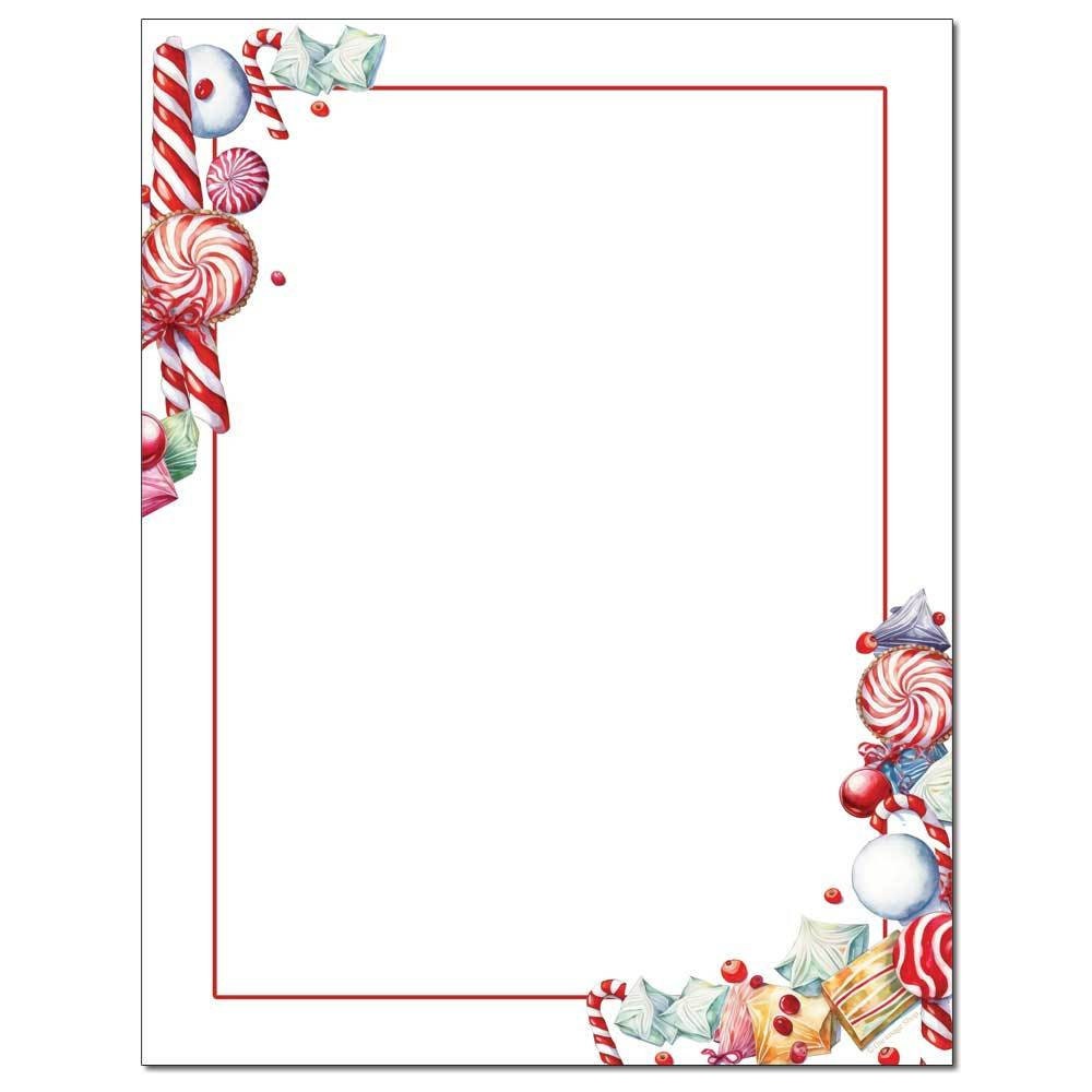 25-or-100pk-christmas-candies-winter-holiday-christmas-letterhead-stationery-with-optional-matching-envelopes-etsy