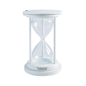Personalized White Hourglass Shaped Sand Ceremony  For Wedding Unity Ceremony w/ 2 Sand Colors