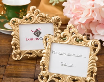 Gold Vintage Style Baroque Design Place Card / Photo Frame Wedding Favors