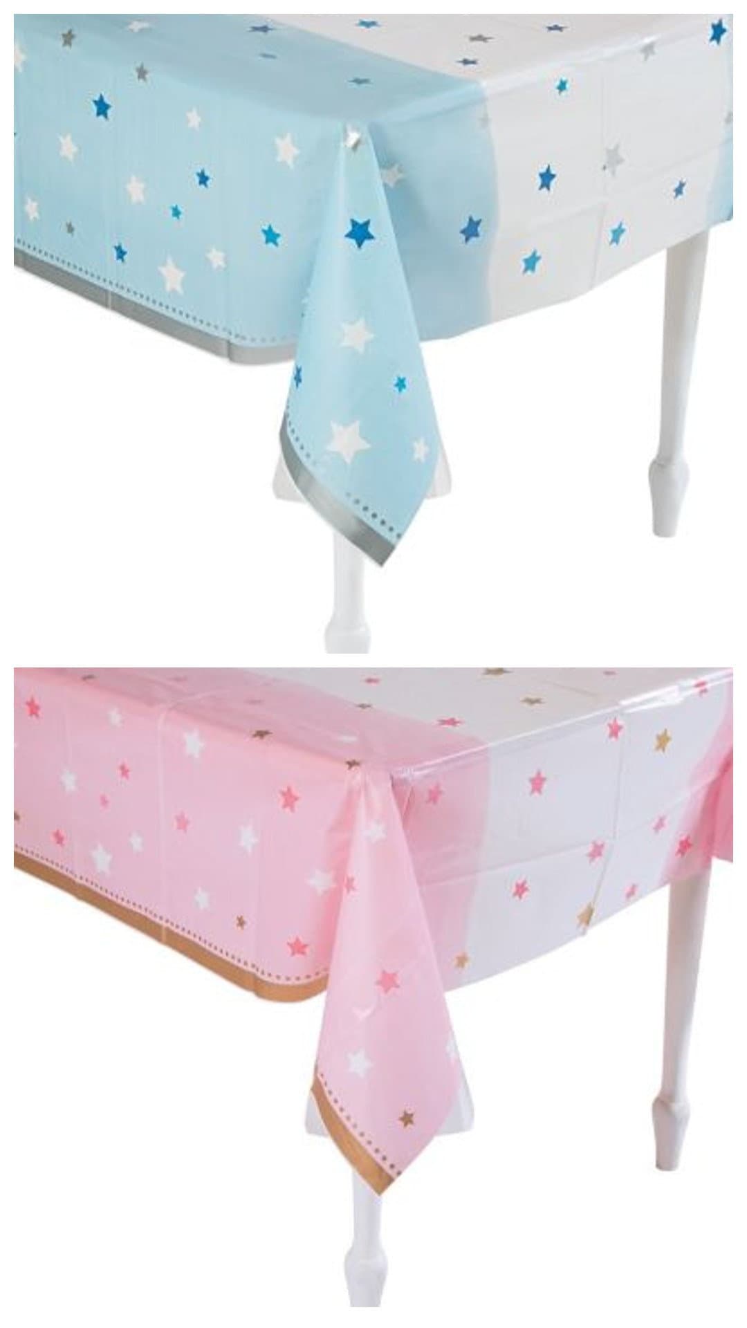 Little Star Disposable Plastic Tablecloth Baby Shower Decoration Available in Blue Or Pink