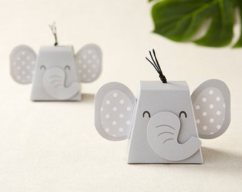 Set of 12 Grey Elephant Baby Shower Favor Boxes