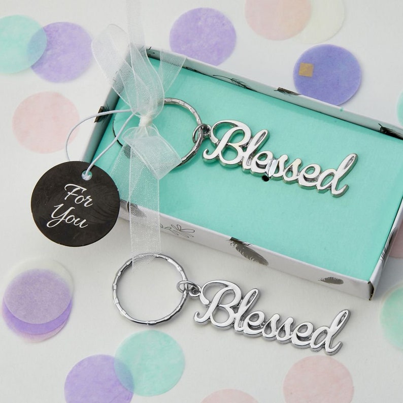 Gold or Silver Blessed Keychain Bridal Shower Wedding Favors Etsy