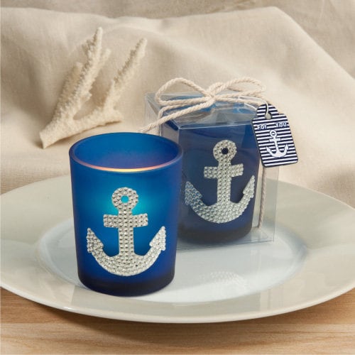 Nautical Themed Gel Candle Holder With Anchor Design From PartyFairyBox