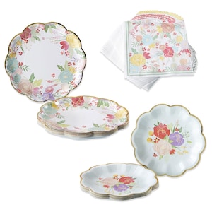 Garden Blooms Tableware Set for 16 Bridal Shower Baby Shower Table Decorations