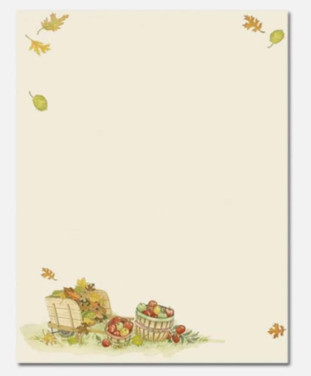 25 or 100pk Harvest Apples Fall / Autumn Themed Letterhead Stationery ...