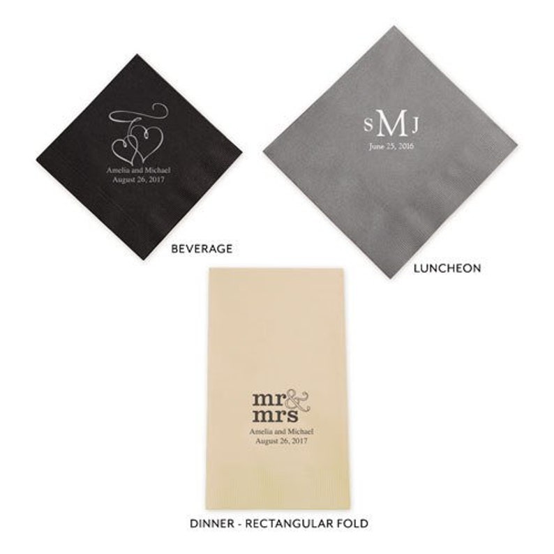 Mr and Mrs Script Personalized Printed Wedding Napkins 3 - Etsy