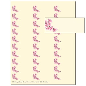 150 Personalized Cherry Blossom Return Address Labels w/ Optional Seals