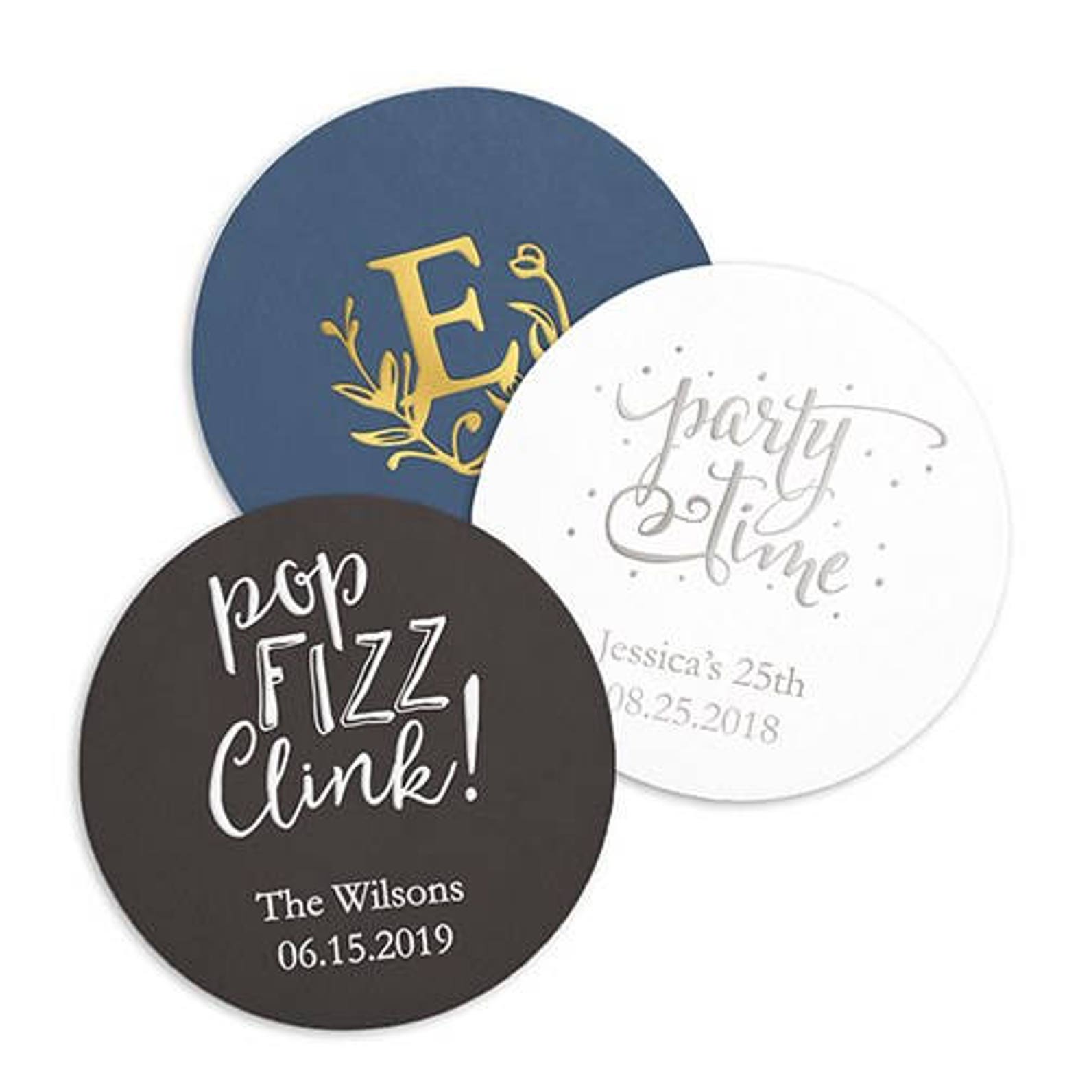 100 Personalized Round Paper Coasters Bridal Shower Wedding Etsy
