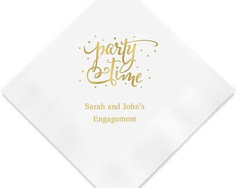 Party Time Personalized Printed Wedding Napkins - 3 Sizes / Multiple Colors