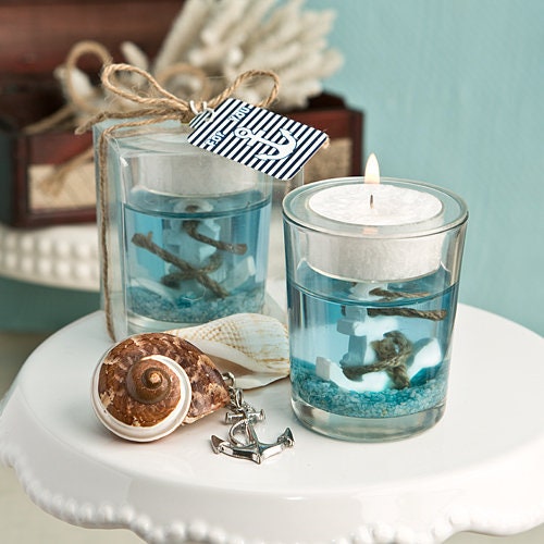 MTLEE 24 Sets Beach Themed Candle Favor Seashell Gel Tealight Holder  Tealight Candle Holders with Gel Wax Beach Candle Wedding Favor Sea Themed  Glass