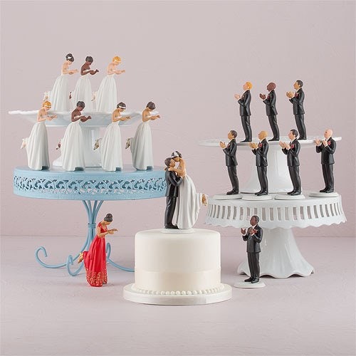 Vintage Ceramic Wedding Cake Topper Bride & Groom 4-1/8" 