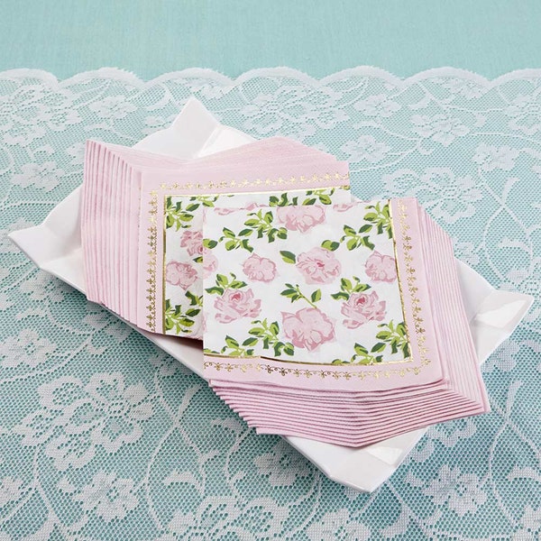 30pk Pink Tea Time Whimsy Paper Napkins Bridal Shower Wedding Decorations