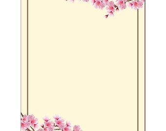 25 or 100pk Cherry Blossom Bridal Shower Wedding Letterhead Stationery