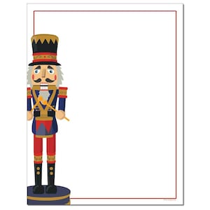 May include: A red and blue nutcracker with a white beard and a black hat holding drumsticks. He is standing on a blue and gold base.