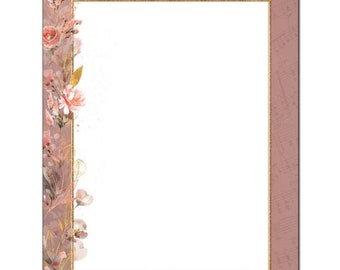 25 or 100pk Rose Melody Bridal Shower Wedding Letterhead Stationery