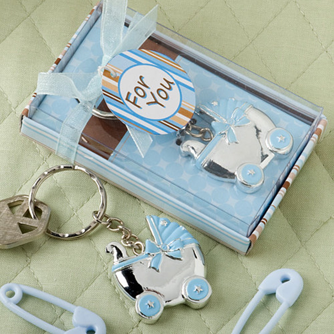 Blue or Pink Baby Carriage Keychains Baby Shower Favors - Etsy