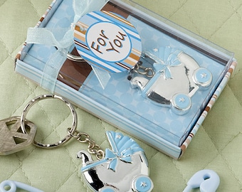 Blue or Pink Baby Carriage Keychains Baby Shower Favors