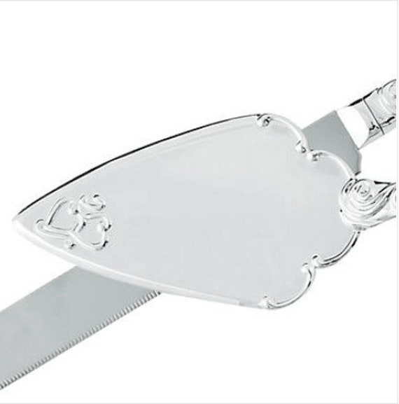 Porcelain Heart Wedding Cake Server Set - Stylized Heart Design With Stainless Steel Blades - View #9
