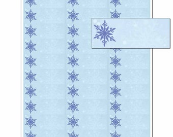 150 Personalized Blue Snowflakes Winter Holiday Return Address Labels w/ Optional Seals