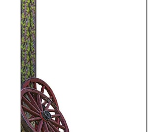 25 or 100pk Wagon Wheel Western Themed Letterhead Stationery