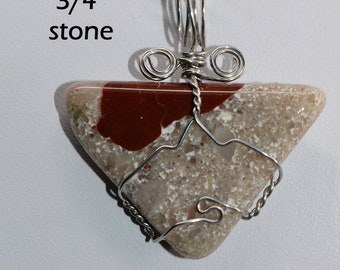 Wire Wrapped Puddingstone Pendant Necklace: Michigan Petoskey Stone