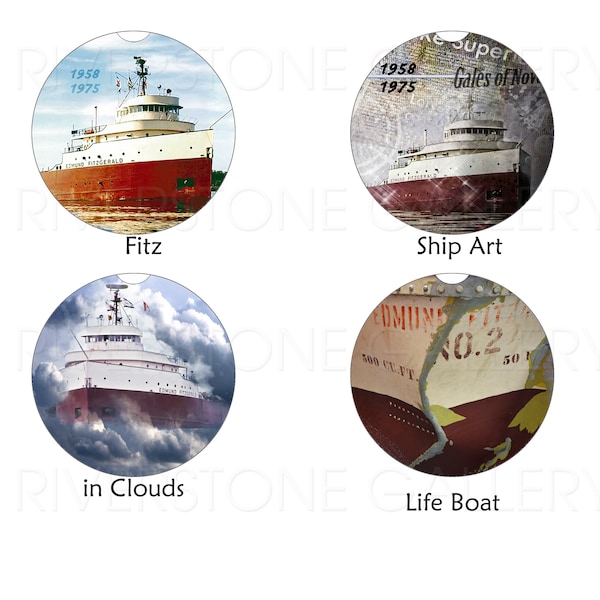 2 Thick custom personalized photo Neoprene car coasters for your car boat rv  Edmund Fitzgerald Great Lakes Freighter