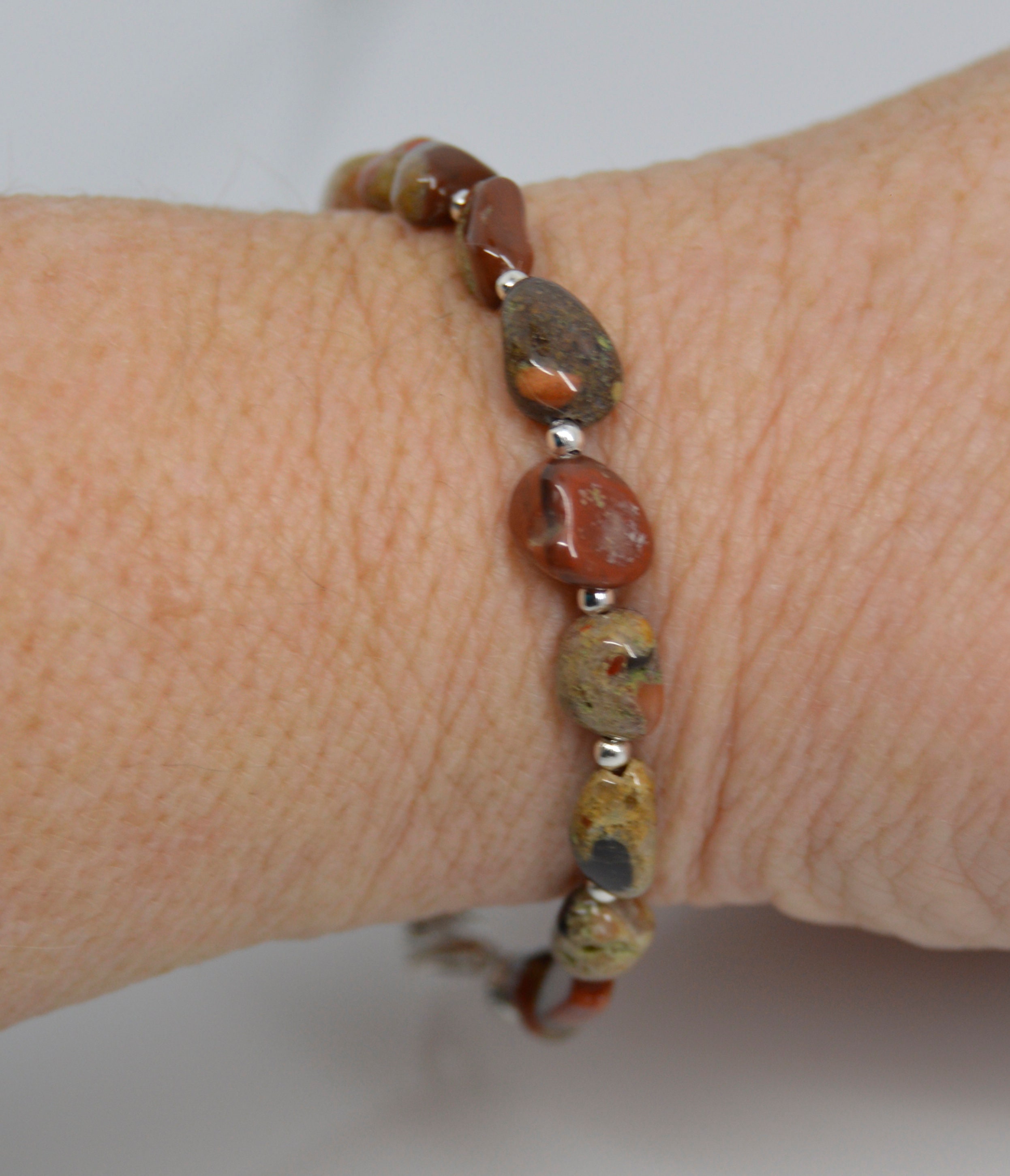 A Puddingstone beaded bracelet Pudding stone Michigan stone Etsy
