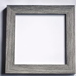 May include: A gray wood picture frame with a white mat.