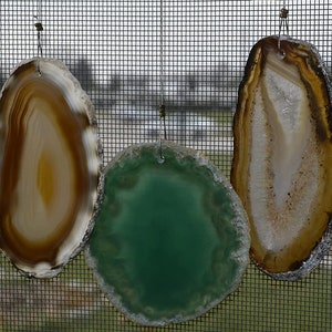 Minnesota State Agate Geode Wind Chime: Wood Stone Suncatcher