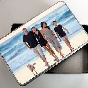 Custom treasure box, photos, personalized, custom, gift, memorial , memory , art , tin, jewelry, puzzles, no stickers, food grade