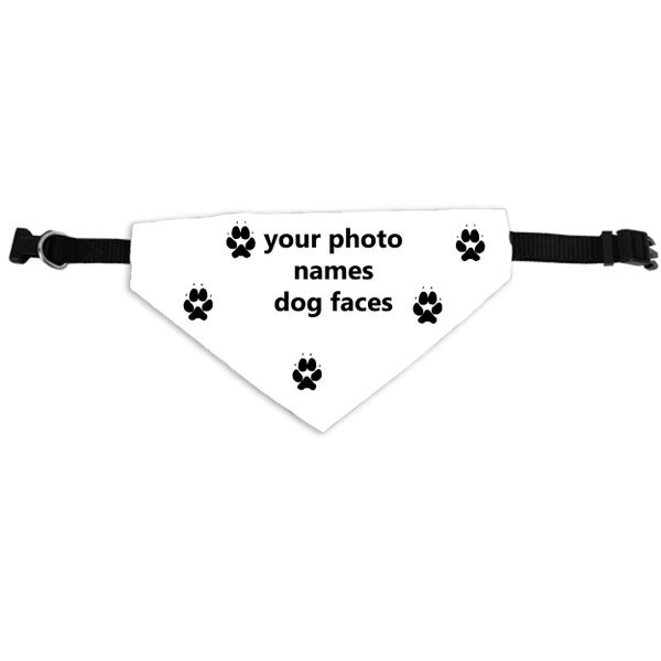 custom photo personalized pet scarf 12" x 7.3" x 7.3", white Pet Scarf with black collar