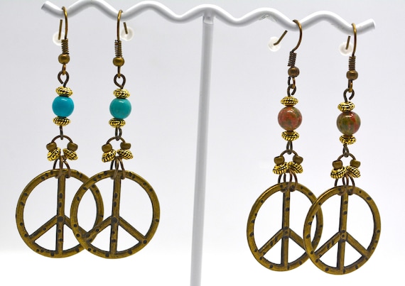 Peace sign cheap dangle earrings