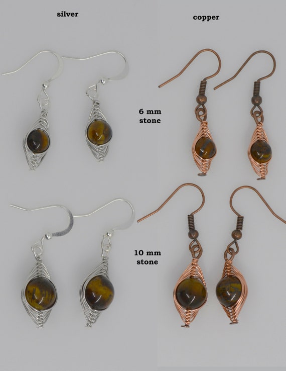 14K y/gold Tiger eye earring - JBiro - Jewelry, Earrings - ArtPal