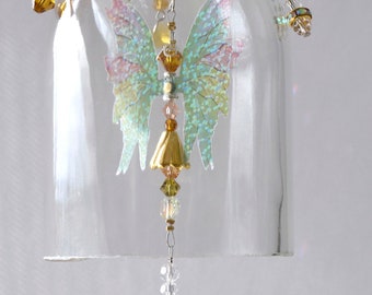 Fairy in wine bottle suncatcher mobile crystal art decoration crystals upcycle recycle Heart