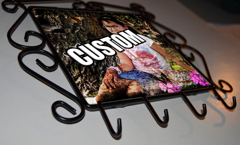 Personalized Key Jewelry Scarf Hanger With Tile In Metal Image 0