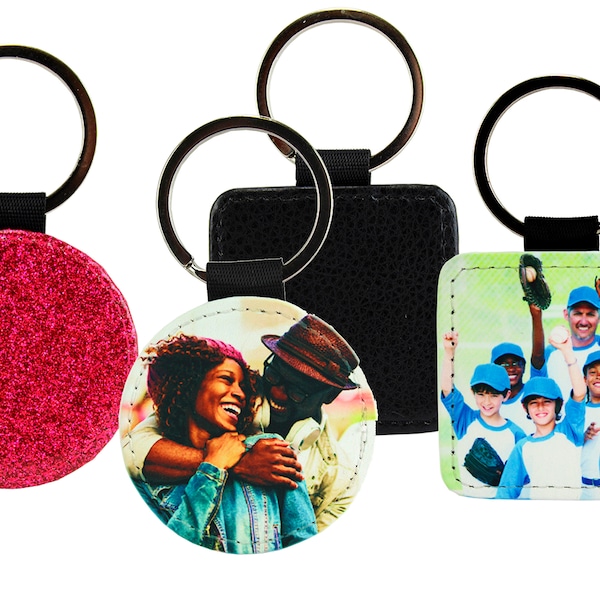 custom photo faux leather keychain key ring personalized gift your choice