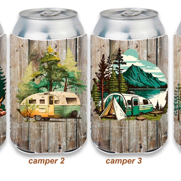 1 camper or cabin or Custom kozie coolie can bottle beer insulator personalized cozie with your photos wedding birthday reunions