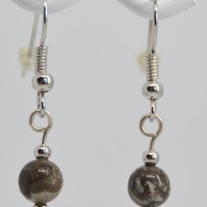 Petoskey and Devonian fossil coral stone beaded earrings on posts or hooks as pictured natural beads your choice small single