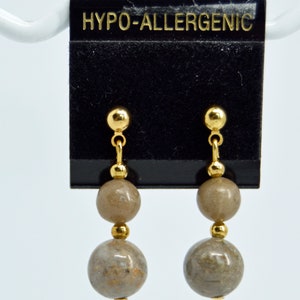 Petoskey and Devonian fossil coral stone beaded earrings on posts or hooks as pictured natural beads your choice small gold post