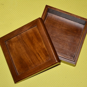 real wood box with recessed lid walnut finish for tile, resin, art, craft last one