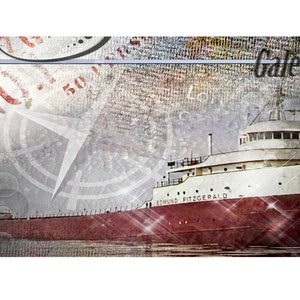 set di 4 tazze da campo Edmund Fitzgerald nave mercantile con disegni artistici realizzati a mano