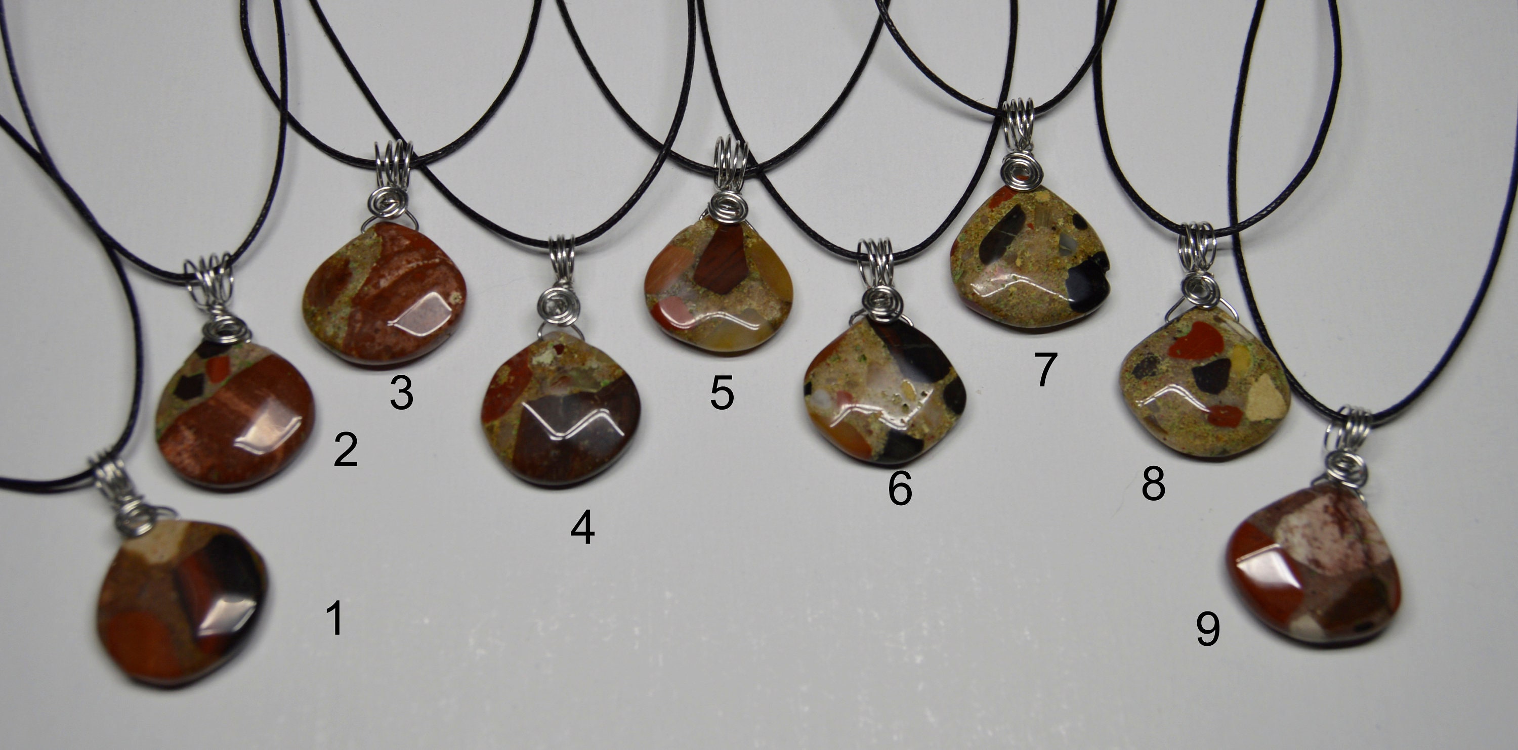 Genuine Puddingstone faceted pendant necklace from Michigan Etsy