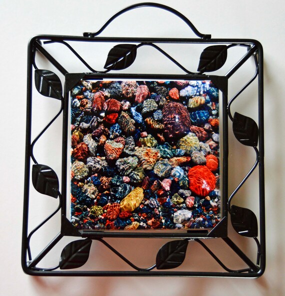 Custom Tile in Black Iron Trivet Customize Your Image Text Etsy