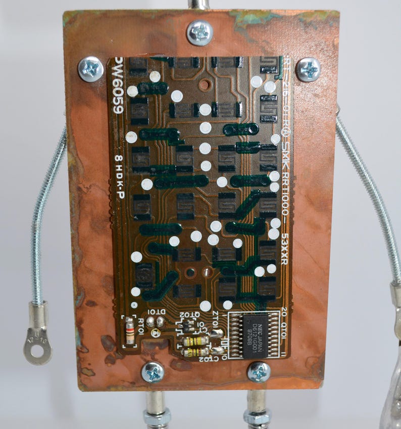 Recycled Robot Sculpture Figure Tall Desk Shelf Home Decor Computer