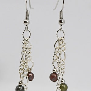 Michigan mixed corals and Petoskey stone beaded earrings natural stones fossil beads jewelry dangle drop Michigan stones your choice image 4