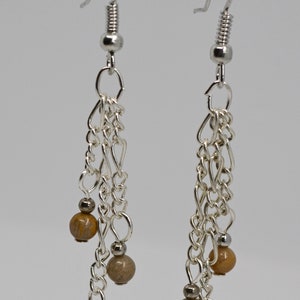 Michigan mixed corals and Petoskey stone beaded earrings natural stones fossil beads jewelry dangle drop Michigan stones your choice image 3