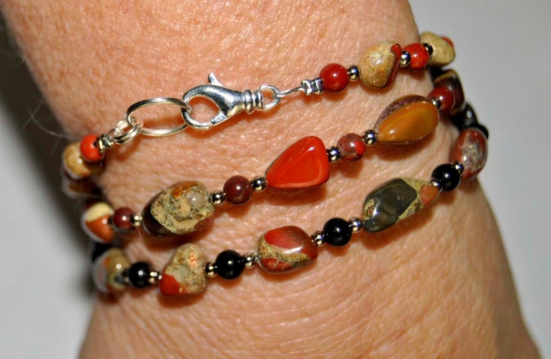 Puddingstone jewelry stone beaded bracelet created just for Etsy