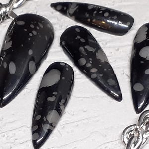 NIGRA MACULOSA | Spotted Black False Nails Cured Gel Gothic Alt Custom Grunge Gloss Made to Order