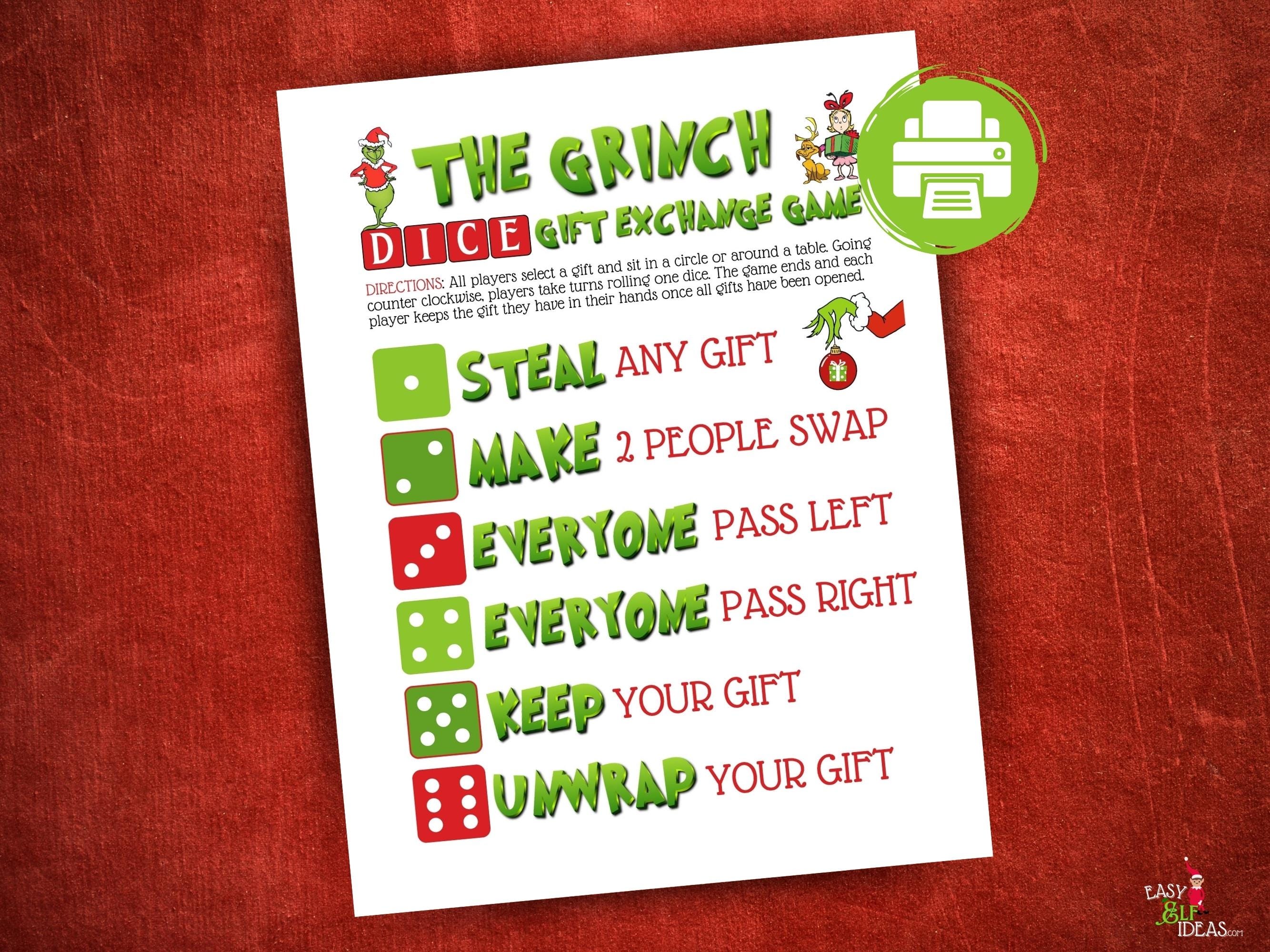 PRINTABLE Christmas Dice Gift Exchange Pass Game | Small or Large Groups | Work, Family, School Party | Right Left | Instant Download PDF