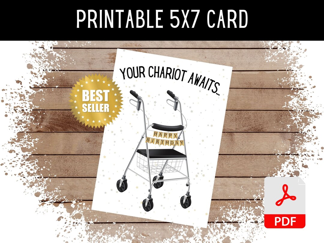 FUNNY Printable 5x7 Happy Birthday Card Instant Download PDF Old Rude ...